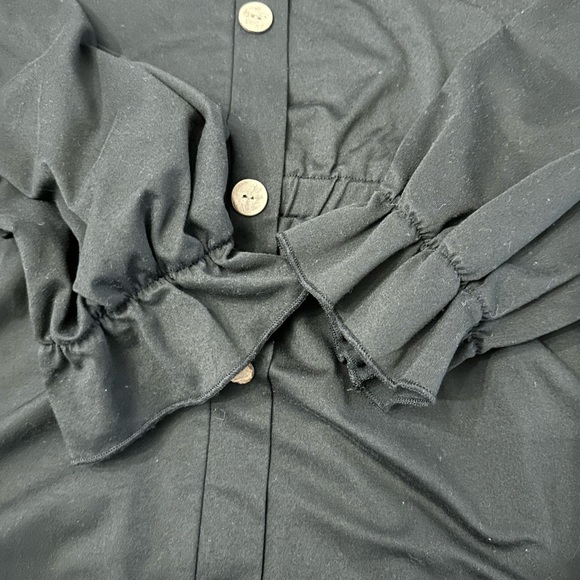 NWOT Black Botton Long Sleeve A Line Dress - Picture 3 of 5